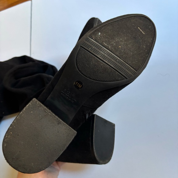 Bar III Ariana Black Suede Over the Knee Heeled Almond Toe Boots - Picture 2 of 7